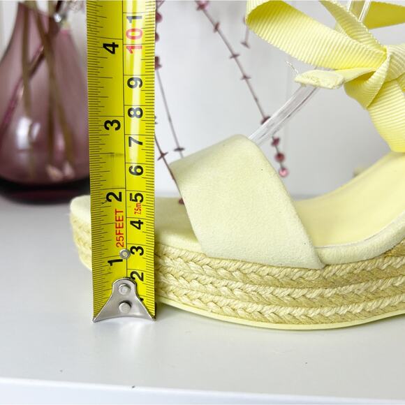 INC Maxx Light Yellow Espadrille Wedge Tie Sandals Size 11 NWB - Picture 11 of 15